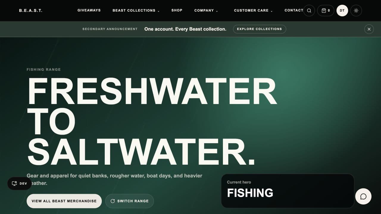 Beast Commerce ecommerce storefront